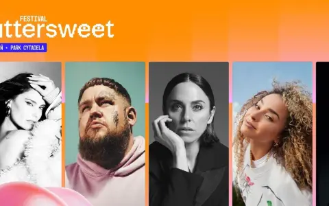 Plakaty artystów na festiwalu Bittersweet 2026 w Poznaniu: artystka w białym futrze, mężczyzna z tatuażami, Melanie C, kobieta z kręconymi włosami i mężczyzna w okularach.