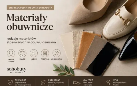 Rodzaje zamszu i innych materiałów w obuwiu damskim. Eleganckie buty i próbki tkanin: skóra licowa, zamsz, nubuk, tekstylia, lakierowana.