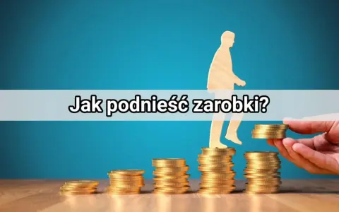 Sylwetka człowieka wspina się po stosach monet, symbolizując drogę do lepszych zarobków. To wizualizacja, jak praca na studiach może prowadzić do finansowego sukcesu.
