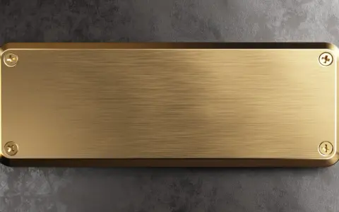 Plaque en laiton brossé, prête pour une gravure ou un nettoyage avec du bicarbonate de soude pour lui redonner son éclat.