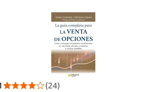 Libro "La Venta de Opciones" con gráfico de velas y línea de tendencia. Aprende qué es una stock option y cómo venderlas.
