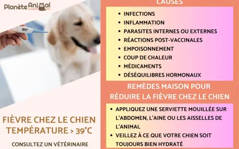 Fièvre chez le chien : causes et remèdes maison. Conseils pour un traitement naturel et hydratation.