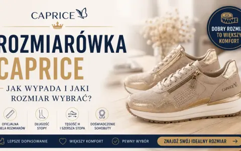 Złote sneakersy Caprice. Tabela rozmiarów pomoże dobrać idealny rozmiar, np. rozmiar 42 5 ile to cm, dla większego komfortu.