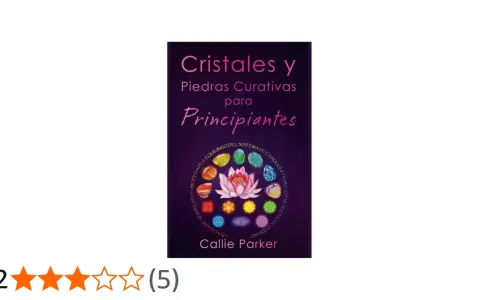 Portada de libro "Cristales y Piedras Curativas para Principiantes", con un círculo de piedras energéticas y un loto.