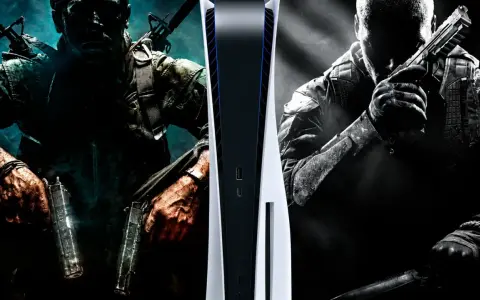 Soldados listos para la acción en Call of Duty Black Ops 2, con una PlayStation 5 en el centro.