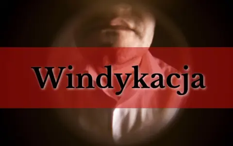 Mężczyzna w koszuli, na czerwonym tle napis "Windykacja". cdri windykacja.