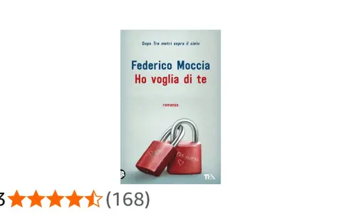 Copertina del libro "Ho voglia di te" di Federico Moccia, con due lucchetti rossi uniti. Un altro dei suoi libri, amato dai fan.