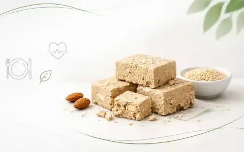 Słodka chałwa z migdałami i sezamem. Zastanawiasz się nad chałwa kcal? To pyszna przekąska.