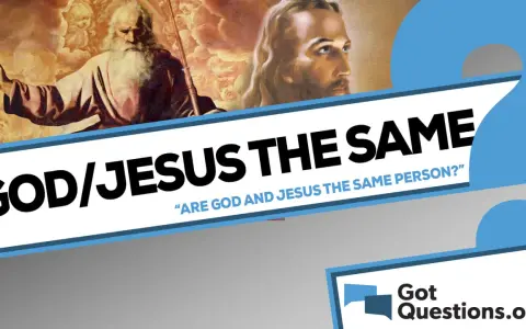 Artwork depicts God and Jesus, asking "Are God and Jesus the same person?" exploring the nature of who is God.