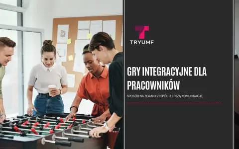 Zespół gra w piłkarzyki w biurze. Gry integracyjne dla pracowników to sposób na zgrany zespół i lepszą komunikację.