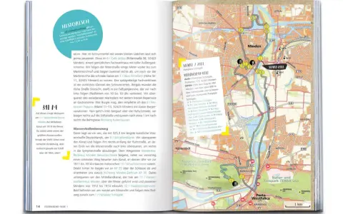 Radkarte von Minden, NRW, mit markierten Routen und Sehenswürdigkeiten wie dem Wasserstraßenkreuz.