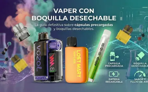 Vaper con boquilla desechable. El algodon vaper es clave para el sabor y flujo de aire.