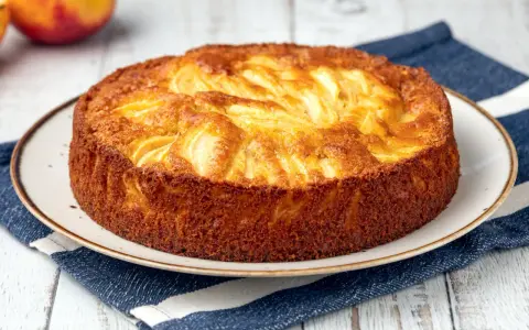Torta di mele velocissima in 10 minuti, dorata e profumata, pronta per essere gustata.