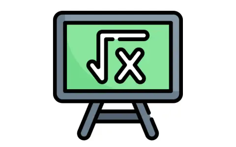 Tablica z zieloną powierzchnią, na której widnieje symbol pierwiastka kwadratowego z literą "x". To znak paragrafu dla matematyków.