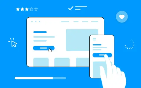 Ein Cursor und eine Hand interagieren mit Benutzeroberflächen, die für ein gutes **interaction design** stehen.