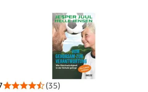 Buchcover: Mann und Junge mit Fußball auf dem Kopf. Titel: "Vom Gehorsam zur Verantwortung – Wie Gleichwürdigkeit in der Schule gelingt". Zeigt, wie man Respekt bekommt.