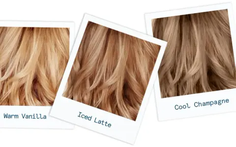 Tres tonos de rubio natural: Warm Vanilla, Iced Latte y Cool Champagne.