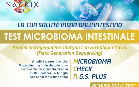 Test microbiota intestinale: analisi metagenomica N.G.S. per conoscere batteri e funghi nel tuo intestino. La tua salute inizia da qui.
