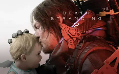 Sam besa a un bebé con alas, bajo el logo de Death Stranding 2. Aún no hay fecha de lanzamiento.