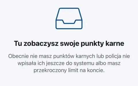 Ikona szuflady z tekstem: "Tu zobaczysz swoje punkty karne". Obecnie brak punktów lub przekroczenie prędkości o 50 km/h.