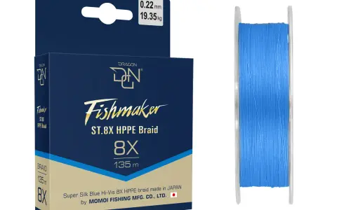 Niebieska, 8-żyłkowa plecionka Dragon Fishmaker 8X HPPE na szpulce. Idealna do łowienia, jak smok!