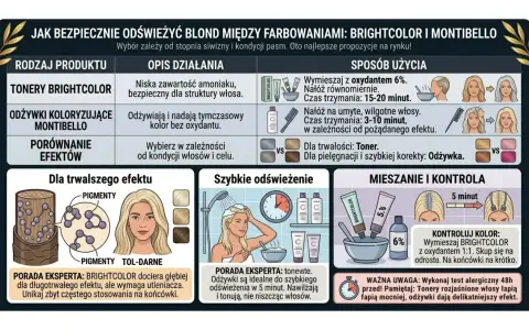 Toner na mokre czy suche włosy? Porównanie tonera Brightcolor i odżywki Montibello do odświeżania blondu.
