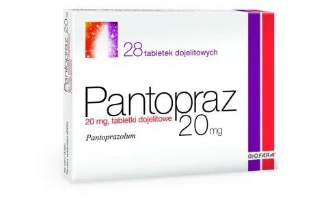 Opakowanie leku Pantopraz 20 mg, 28 tabletek dojelitowych. Pantopraz 20 bez recepty.