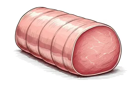 Un solomillo en inglés, un corte de carne rosado y tierno, atado y listo para cocinar.