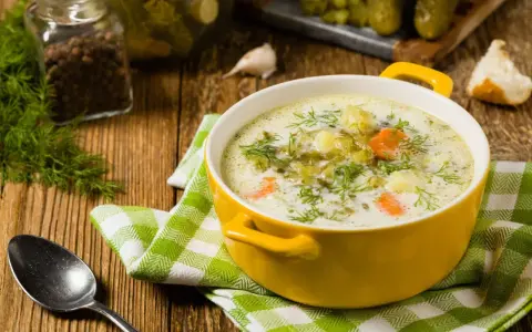 Zupa ogórkowa z koperkiem i pieprzem. Idealne jakie przyprawy do zupy ogórkowej? Koperek, pieprz i czosnek.