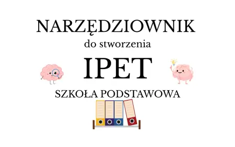 Narzędziownik IPET dla szkoły podstawowej. Urocze mózgi z lupą i żarówką.