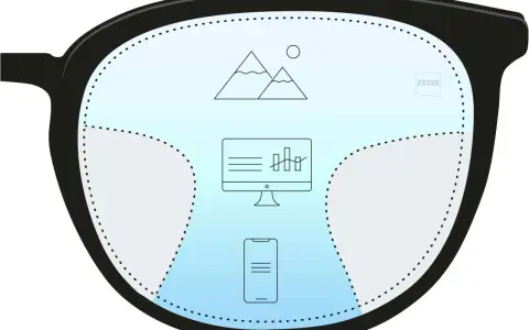 Soczewka multifokalna Zeiss pozwala widzieć góry, komputer i telefon.