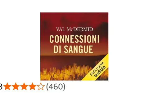 Copertina del libro "Connessioni di sangue" di Val McDermid, con un campo di grano dorato al tramonto.