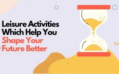 Leisure activities that help you shape your future better. An hourglass symbolizes time passing, encouraging thoughtful choices for what to do in your free time.