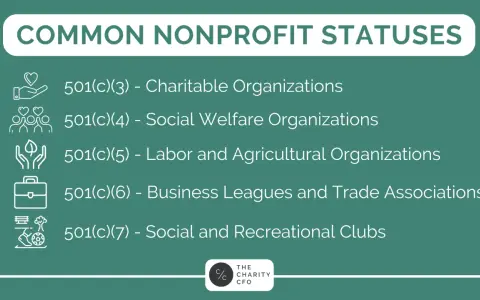 Common nonprofit statuses: 501(c)(3) Charitable Orgs, 501(c)(4) Social Welfare, 501(c)(5) Labor/Ag, 501(c)(6) Business Leagues, 501(c)(7) Social Clubs. Do 501c3 get 1099?