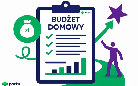 Zadbaj o swój budżet domowy! Ikony symbolizują finanse, cele i rozwój.