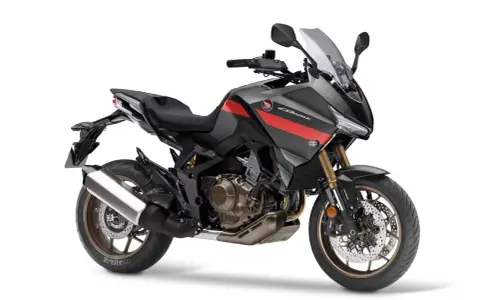 Nowoczesny motocykl Honda NT 1100 w kolorze grafitowym z czerwonymi akcentami, gotowy na dalekie podróże.