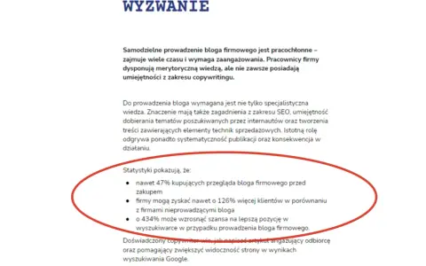 Statystyki pokazują, że blog firmowy zwiększa szansę na lepszą pozycję w wyszukiwarce, co jest kluczowe dla oferty sprzedażowej.