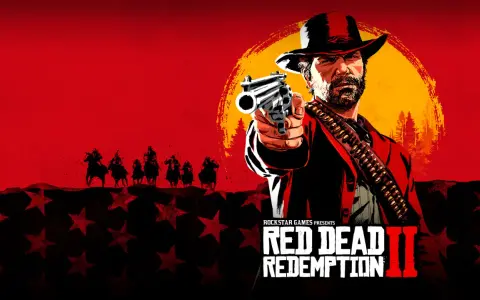 Arthur Morgan z pistoletem w dłoni, na tle zachodzącego słońca i konnych postaci. To okładka gry Red Dead Redemption 2, dostępnej w ramach Game Pass.