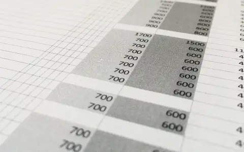 Tabela z danymi, przypominająca macierz traceability, z liczbami 700, 600, 490 i 1500.