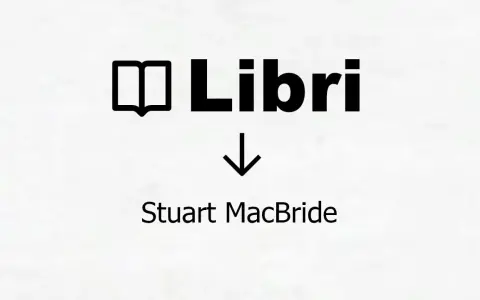 Icona libro e testo "Libri" con freccia verso il basso che indica "Stuart MacBride: libri in ordine cronologico".