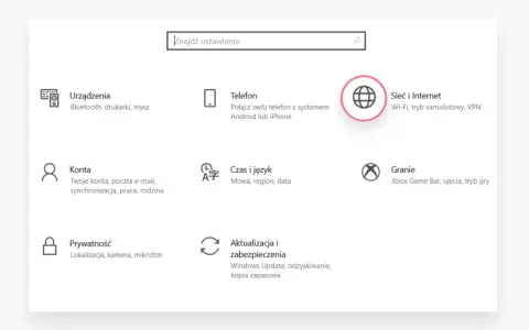 Ustawienia sieci i Internetu, gdzie można sprawdzić IP routera.