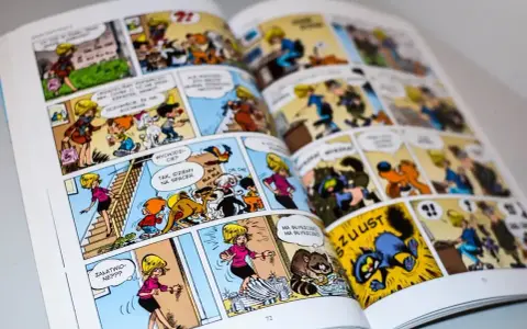 Kolorowe panele z życia bohaterów, idealne pierwsze komiksy dla dzieci. Wesołe przygody, zwierzęta i mnóstwo śmiechu.
