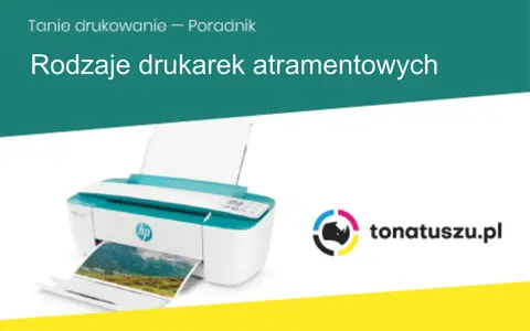 Poradnik o rodzajach drukarek atramentowych. Widoczna drukarka HP drukuje zdjęcie krajobrazu.