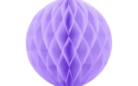 En lila pappersdekoration med honungskakemönster, perfekt för festliga tillfällen.