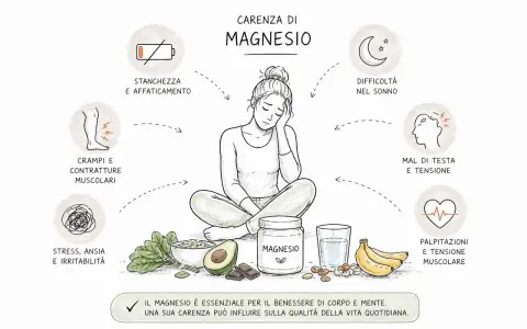 Carenza di magnesio: stanchezza, crampi, mal di testa, palpitazioni e stress. Il magnesio è essenziale per il benessere.