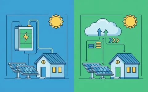 Comparaison entre une batterie virtuelle photovoltaïque et un stockage cloud pour l'énergie solaire.