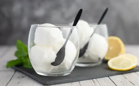 Deux verres de sorbet citron, parfaits pour un cocktail Colonel rafraîchissant, avec des quartiers de citron et de la menthe.