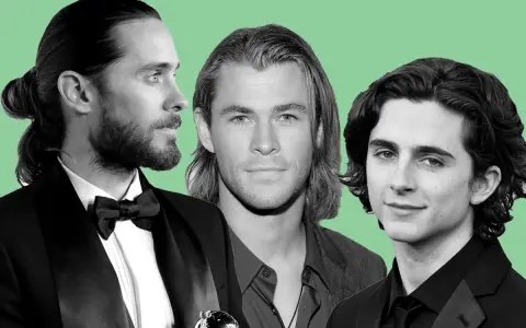 Drei Männer mit langen Haaren: Jared Leto mit Dutt, Chris Hemsworth und Timothée Chalamet.