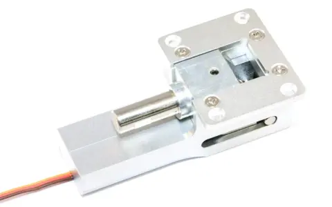 Einziehfahrwerk für Modellflugzeuge, aus Aluminium, mit Servoanschluss.
