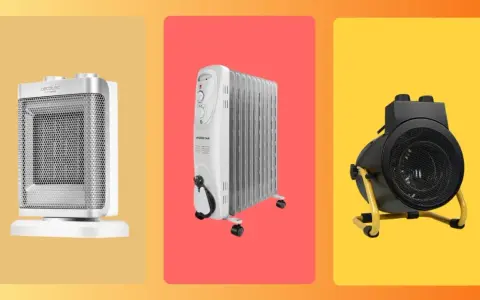 Tres modelos de calefactor: uno blanco vertical, un radiador de aceite y uno negro tipo ventilador.